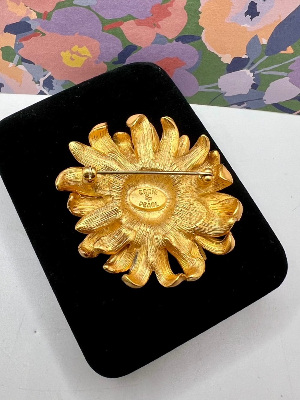 Erwin Pearl Enamel Marigold Brooch - Picture 5 of 6